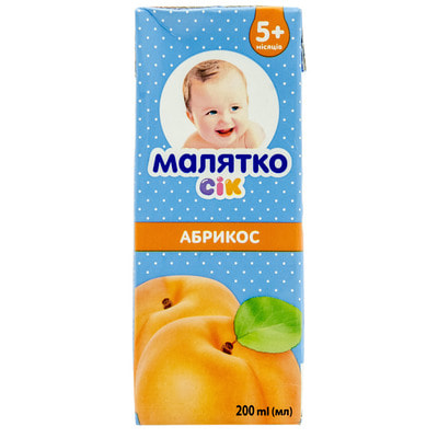 Сок фруктовый детский Малятко Абрикосовый с мякотью 200 мл