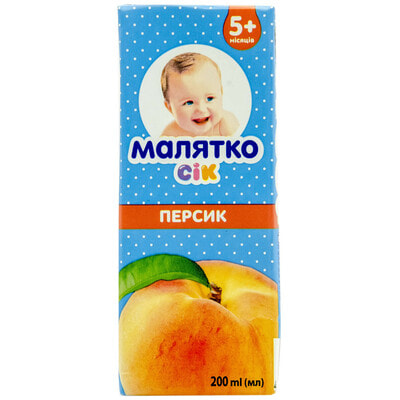 Сок фруктовый детский Малятко Персиковый с мякотью 200 мл