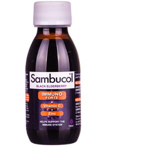 Розчин для підтримки іммуної системи Самбукол Імуно Форте з вітаміном С + Цинк флакон 120 мл