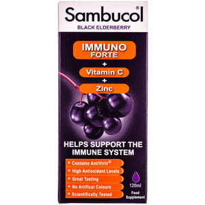 Розчин для підтримки іммуної системи Самбукол Імуно Форте з вітаміном С + Цинк флакон 120 мл