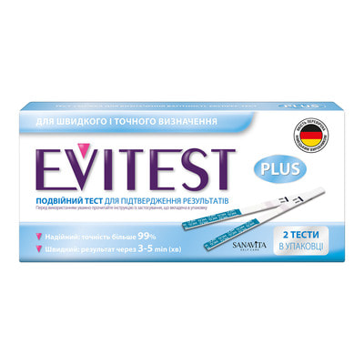 Тест-полоска для определения беременности EVITEST (Эвитест) синий 2 шт