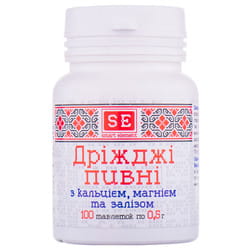 Дріжджі пивні з кальцієм, магнієм та залізом таблетки по 0,5 г флакон 100 шт Фармаком