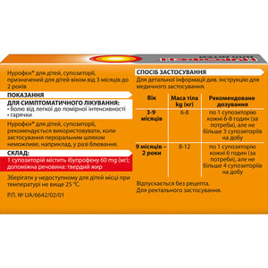 Нурофєн д/дітей суп. ректал. 60мг №10