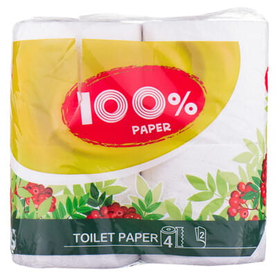 Туалетний папір Рута 100% Paper Білий 4 шт