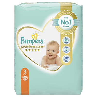 Подгузники для детей PAMPERS Premium Care (Памперс Премиум) Midi (миди) 3 от 6 до 10 кг микро упаковка 20 шт