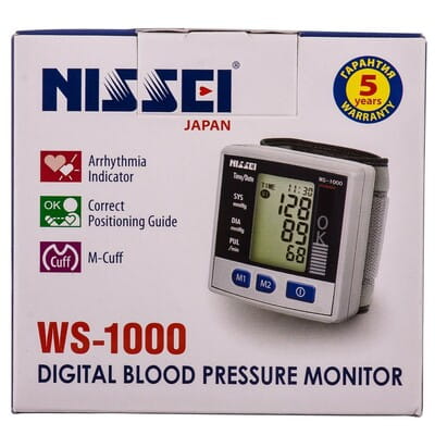 Измеритель (тонометр) артериального давления NISSEI (Ниссей) модель WS-1000 автоматический на запястье