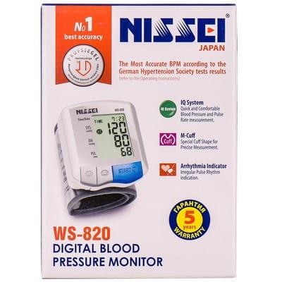 Измеритель (тонометр) артериального давления NISSEI (Ниссей) модель WS-820 автоматический на запястье
