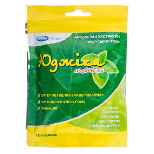 Юджика леденцы растительные от першения в горле и кашля пакет 15 шт