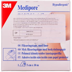 Пластир м'який хірургічний Medipore (Медіпор) на нетканній основі з лайнером в рулоні розмір  5 см х 10 м 1 шт