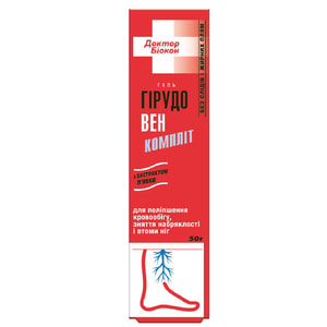 Гель для тіла БІОКОН Доктор Біокон Гірудовен комплит для профілактики набряклості і варикозного розширення вен 50 г