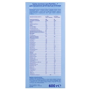 Смесь молочная детская Нутриция NUTRILON (Нутрилон) 1 с 0 до 6 месяцев 600 г