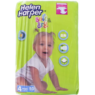 Подгузники для детей Helen Harper (Хелен Харпер) SOFT DRY MAXI (Софт драй Макси) от 7 до 18 кг 50 шт