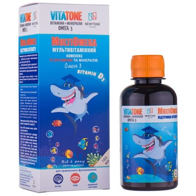 Витаминно-минеральный комплекс Vitatone (Витатон) MultiOmega (МультиОмега) сироп с витамином Д3 и цинком со вкусом тропических фруктов флакон 165 мл