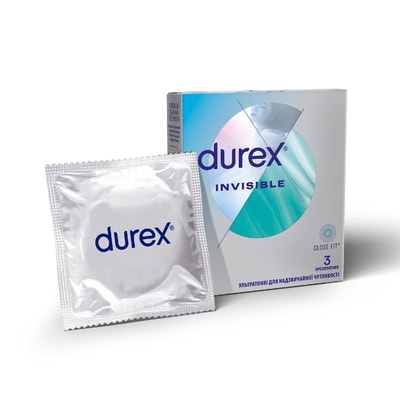 Презервативи латексні з силіконовою змазкою Durex (Дюрекс) Invisible (Інвізібл) ультратонкі 3 шт