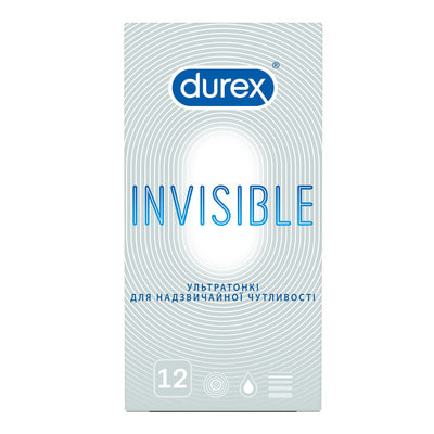 Презервативы Durex (Дюрекс) Invisible (Инвизибл) ультратонкие с силиконовой смазкой 12 шт