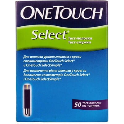 Тест-смужки для глюкометра One Touch Select (Ван тач селект) 2 туби по 25 шт