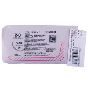 Шовный материал Vicryl (Викрил) Rapide размер USP 2/0 ,колюще-режущая игла 36 мм, 1/2 круга, длина 90 см артикул W9962