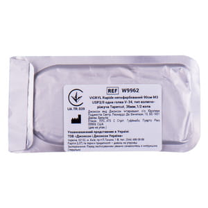 Шовный материал Vicryl (Викрил) Rapide размер USP 2/0 ,колюще-режущая игла 36 мм, 1/2 круга, длина 90 см артикул W9962