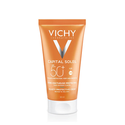 Крем для лица VICHY (Виши) Капиталь Солей солнцезащитный тройного действия для нормальной и сухой чувствительной кожи SPF50+ 50 мл