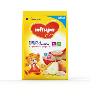 Каша молочна дитяча Нутриція Milupa (Мілупа)  Мультизлакова з фруктами з 7-ми місяців м'яка упаковка 210 г