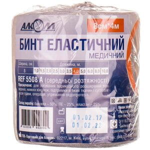 Бинт еластичний медичний Торговий Дім Алком модель 5508 середньої розтяжності розмір 80 мм х 4 м 1 шт