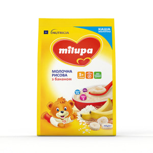 Каша молочная детская Нутриция Milupa (Милупа) Рисовая с бананом с 5-ти месяцев мягкая упаковка 210 г