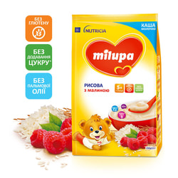 Каша молочная детская Нутриция Milupa (Милупа) Рисовая с малиной с 5-ти месяцев мягкая упаковка 210 г