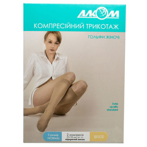 Гольфы женские компрессионные Торговый Дом Алком артикул 5082 класс компрессии 2 с открытым мысом цвет бежевые размер 3