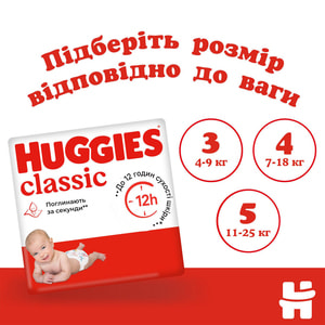 Подгузники для детей HUGGIES (Хаггис) Classic (Классик) 5 от 11 до 25 кг 42 шт