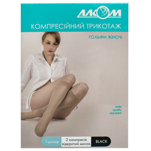 Гольфі жіночі компресійні Торговий Дім Алком артикул 5082 клас компресії 2 з відкритим миском колір чорний розмір 2