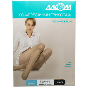 Гольфі жіночі компресійні Торговий Дім Алком артикул 5082 клас компресії 2 з відкритим миском колір чорні розмір 3