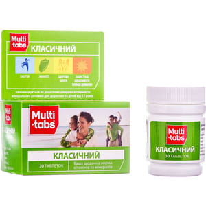 Диетическая добавка с витаминами и минералами Мульти-табс классический с витамином С, витамином Д3 и цинком таблетки 30 шт