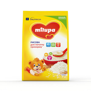 Каша безмолочна дитяча Нутриція Milupa (Мілупа) Рисова для початку прикорму з 4-х місяців 170г