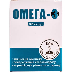 Капсули для нормалізації обміну речовин ENJEE (Енжі) Омега 3 по 1000 мг банка 100 шт