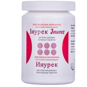 Диетическая добавка для смягчения течения цистита Инурек таблетки жевательные флакон 30шт