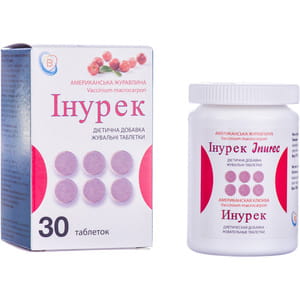 Диетическая добавка для смягчения течения цистита Инурек таблетки жевательные флакон 30шт