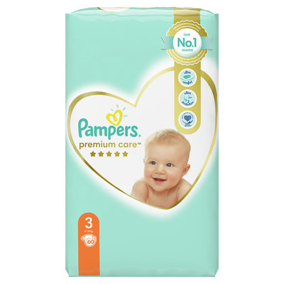 Подгузники для детей PAMPERS Premium Care (Памперс Премиум) Midi (миди) 3 от 6 до 10 кг 60 шт
