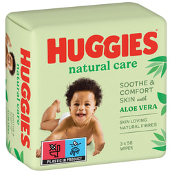Серветки вологі дитячі HUGGIES (Хагіс) Natural Care Triplo 2+1 168 шт