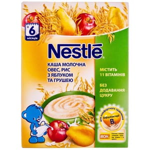 Каша молочная детская NESTLE (Нестле) овсяно-рисовая с яблоком и грушой с 6-ти месяцев 200г