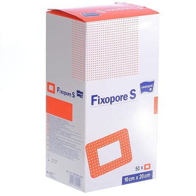 Пластырь Matopat (Матопат) Fixopore S стерильный на нетканевой основе с впитивающей прокладкой размер 10см х 20 см 50 шт