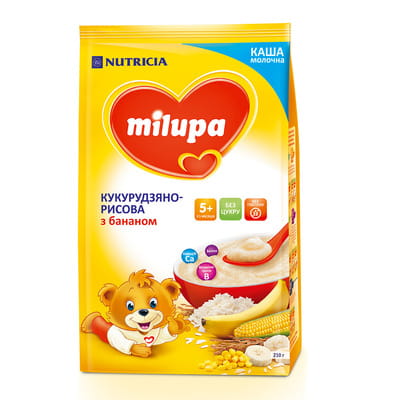 Каша молочная детская Нутриция Milupa (Милупа) Кукурузно-рисовая с бананом с 5-ти месяцев мягкая упаковка 210 г