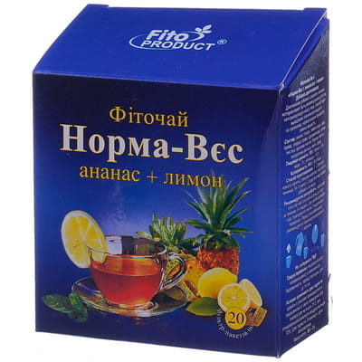 Фиточай Норма-Вес №4 с ананасом и лимоном в пакетах по 1,5 г 20 шт