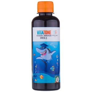 Витаминно-минеральный комплекс Vitatone (Витатон) MultiOmega (МультиОмега) сироп с витамином Д3 и цинком с вкусом тропических фруктов флакон 250 мл