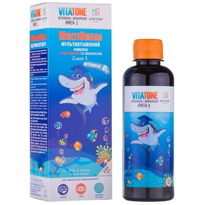 Вітамінно-мінеральний комплекс Vitatone (Вітатон) MultiOmega (МультіОмега) сироп з вітаміном Д3 та цинком зі смаком тропічних фруктів флакон 250 мл