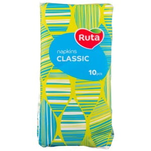 Платочки Ruta (Рута) носовые белые Classic (Классик) без аромата 10 упаковок по 10 шт