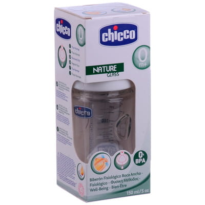 Бутылочка стекляная CHICCO (Чико) 150мл + соска латексная нормальный поток от 0+ месяцев