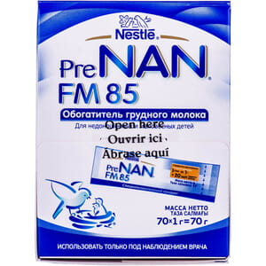 Смесь сухая детская NESTLE (Нестле) Нан Pre FM 85 Special обогатитель грудного молока саше 1г 70 шт