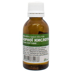 Борный р-р спирт. 2% фл. 25мл
