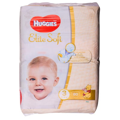 Подгузники для детей HUGGIES (Хаггис) Elite Soft (Элит софт) 3 от 5 до 9 кг 80 шт