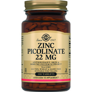 Пиколинат цинка SOLGAR (Солгар) таблетки как дополнительный источник цинка и кальция флакон 100 шт
